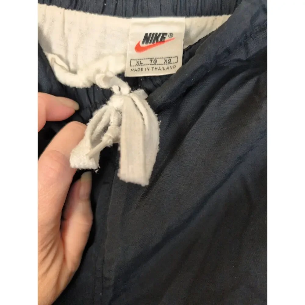 Vintage Nike black green trim nylon running shorts Size XL Lined Retro Athletic